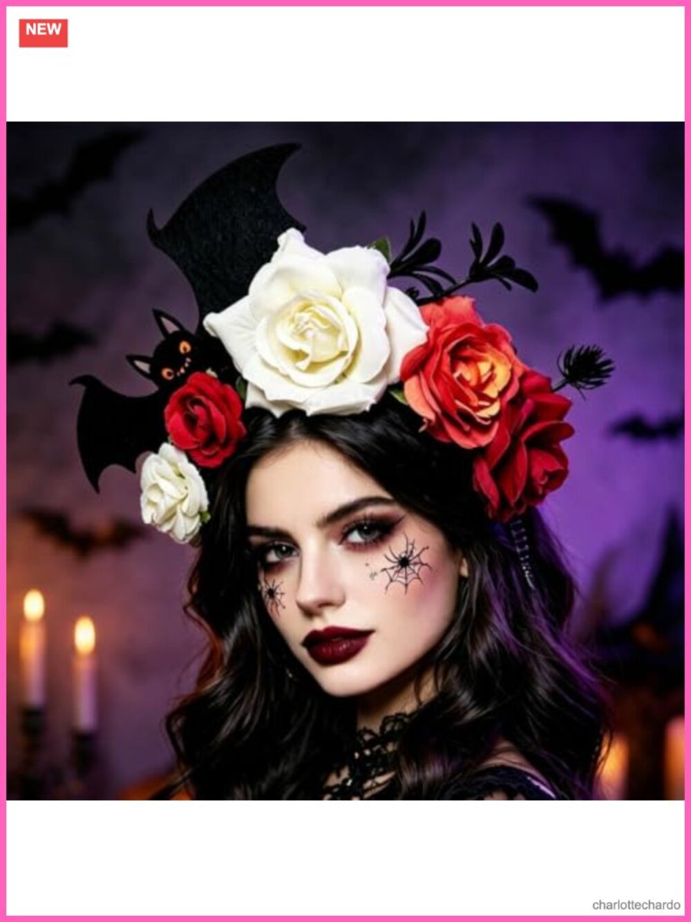 Halloween Bat Flower Headband Adjustable Costume Hair Accessory